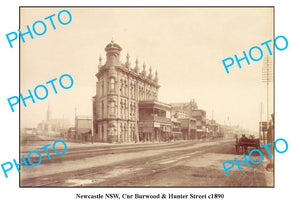 OLD LARGE PHOTO, NEWCASTLE NSW, VIEW OF BURWOOD & HUNTER STREET c1890