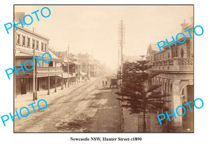 OLD LARGE PHOTO, NEWCASTLE NSW, VIEW OF HUNTER STREET c1890