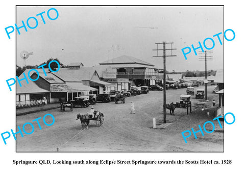 OLD LARGE PHOTO, SPRINGSURE QUEENSLAND, LOOKING EAST ALONG ECLIPSE St c1928