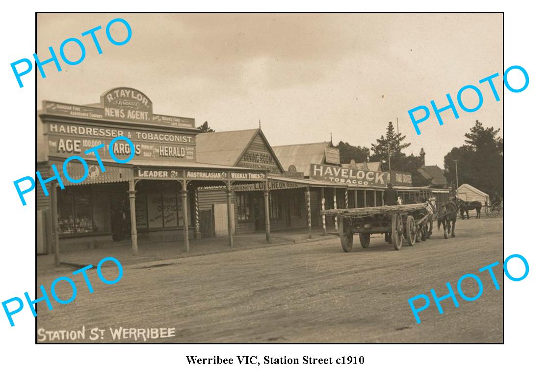 OLD LARGE PHOTO, WERRIBEE VICTORIA, VIEW OF STATION STREET c1910