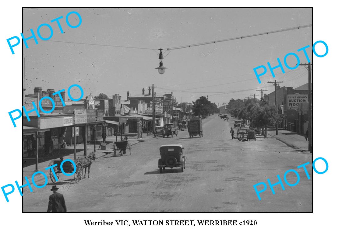 OLD LARGE PHOTO, WERRIBEE VICTORIA, VIEW OF WATTON STREET c1920