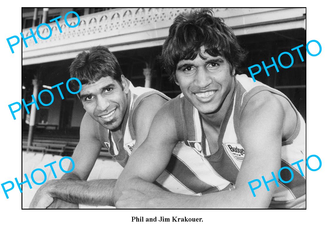 LARGE PHOTO, NORTH MELBOURNE FC GREATS JIM KRAKOUER & PHIL KRAKOUER 1