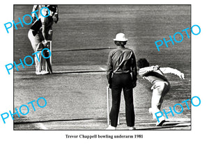 LARGE PHOTO, TREVOR CHAPPELL BOWLING UNDERARM TO NEW ZEALAND 1981