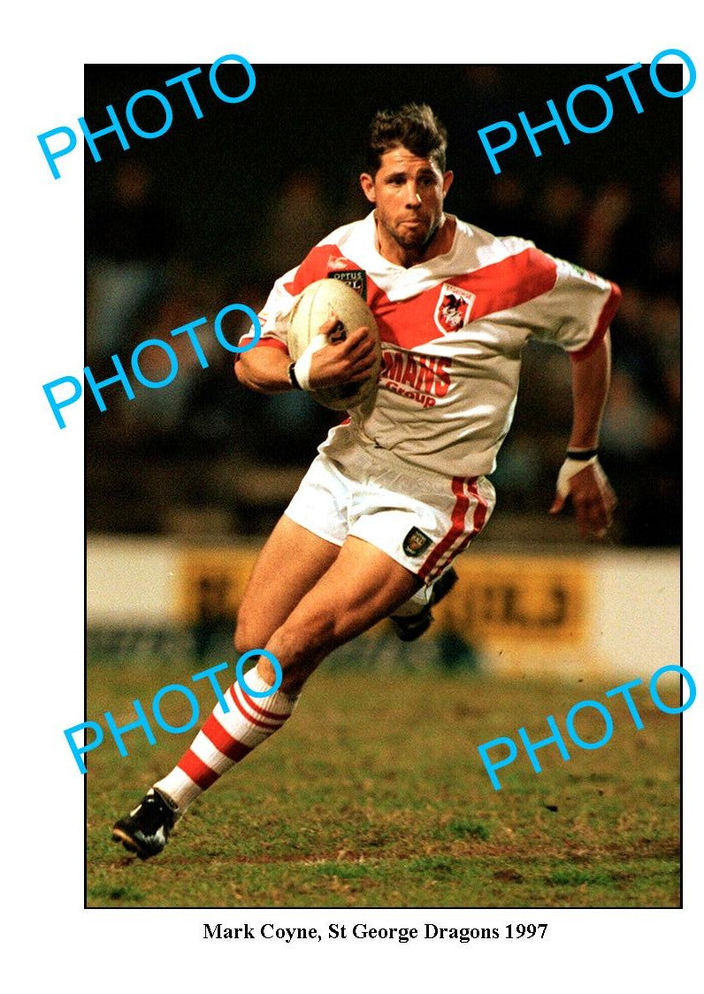 OLD LARGE PHOTO, ST GEORGE DRAGONS STAR MARK COYNE IN ACTION c1997