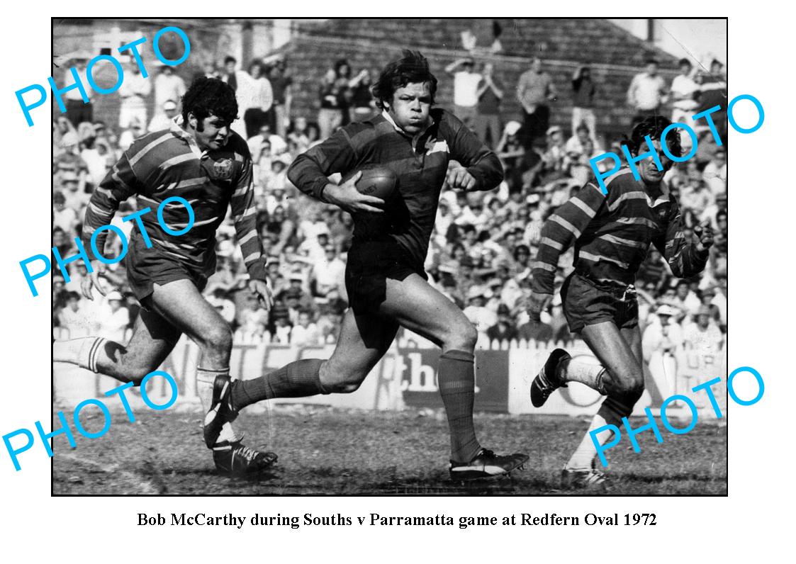 OLD LARGE PHOTO, BOB McCARTHY SOUTH SYDNEY RABBITOHS REDFERN OVAL c1972