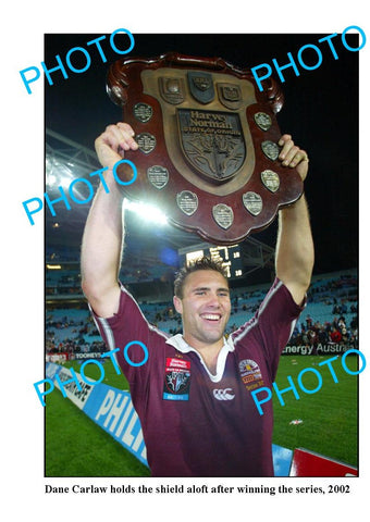 LARGE PHOTO, DANE CARLAW 2002 QLD STATE OF ORIGIN SERIES WIN PHOTO