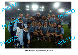 LARGE PHOTO, 2003 NSW STATE OF ORIGIN TEAM SERIES WIN PHOTO 1