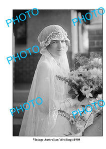 OLD LARGE PHOTO FEATURING VINTAGE AUSTRALIAN WEDDING & BRIDE PHOTO c1908
