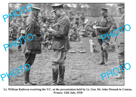 OLD LARGE PHOTO FEATURING WILLIAM RUTHVEN RECIEVING HIS VICTORIA CROSS c1918