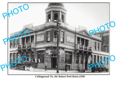 OLD LARGE PHOTO FEATURING COLLINGWOOD VICTORIA, ROBERT PEEL HOTEL c1930