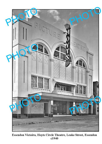 OLD LARGE PHOTO FEATURING ESSENDON VICTORIA, OLD HOYTS THEATRE LEAKE STREET 1940