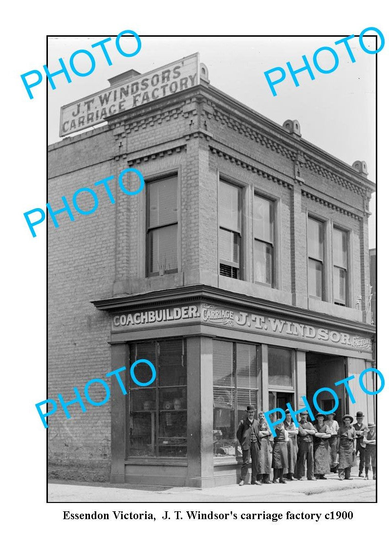 OLD LARGE PHOTO FEATURING ESSENDON VICTORIA, WINDSOR CARRIAGE FACTORY c1900