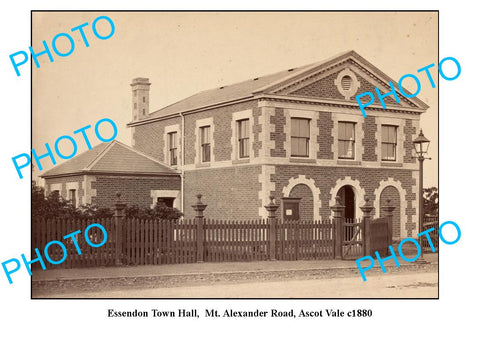 OLD LARGE PHOTO FEATURING ESSENDON VICTORIA, TOWN HALL, ASCOT VALE c1880