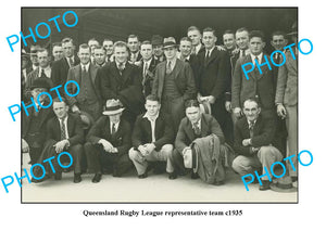 OLD LARGE PHOTO, 1935 QUEENSLAND RUGBY LEAGUE TEAM, VIC HEY etc