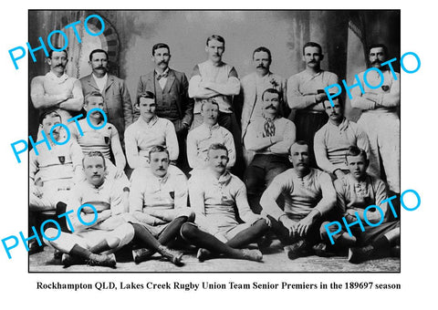 OLD LARGE PHOTO, ROCKHAMPTON QLD, LAKES CREEK RUGBY UNION PREMIERS 1897