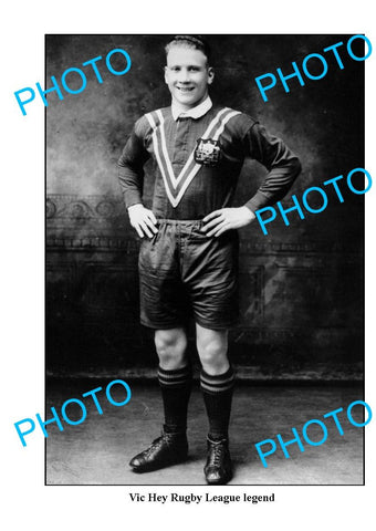 OLD LARGE PHOTO, RUGBY LEAGUE GREAT VIC HEY IN AUSTRALIAN JERSEY