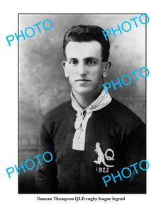 OLD LARGE PHOTO, RUGBY LEAGUE GREAT DUNCAN THOMPSON IN QLD JERSEY c1925