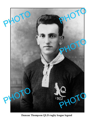 OLD LARGE PHOTO, RUGBY LEAGUE GREAT DUNCAN THOMPSON IN QLD JERSEY c1925