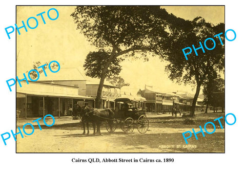 OLD LARGE PHOTO FEATURING CAIRNS QUEENSLAND, VIEW OF ABBOTT St c1890