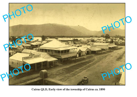 OLD LARGE PHOTO FEATURING CAIRNS QUEENSLAND, VIEW OF THE TOWNSHIP c1890