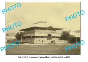 OLD LARGE PHOTO FEATURING CAIRNS QUEENSLAND, QLD NATIONAL BANK BUILDING c1890