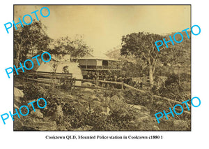 OLD LARGE PHOTO FEATURING COOKTOWN QLD, VIEW OF MOUNTED POLCE STATION c1880 1