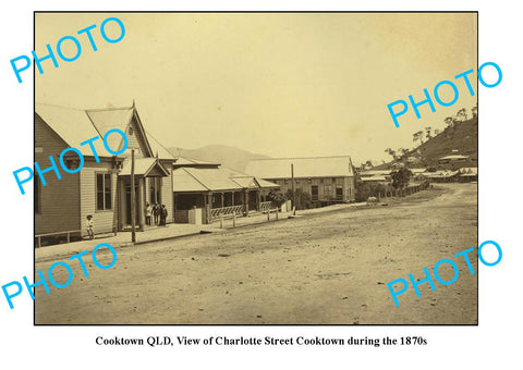 OLD LARGE PHOTO FEATURING COOKTOWN QLD, VIEW OF CHARLOTTE STREET c1870s