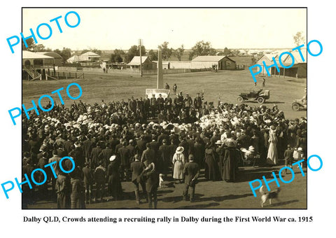 OLD LARGE PHOTO FEATURING DALBY QUEENSLAND, WWI RECRUITING RALLY, c1915 1