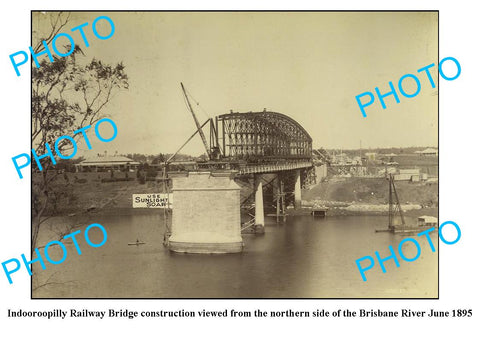 OLD LARGE PHOTO FEATURING QLD INDOOROOPILLY RAILWAY BRIDGE CONSTRUCTION c1890s 3