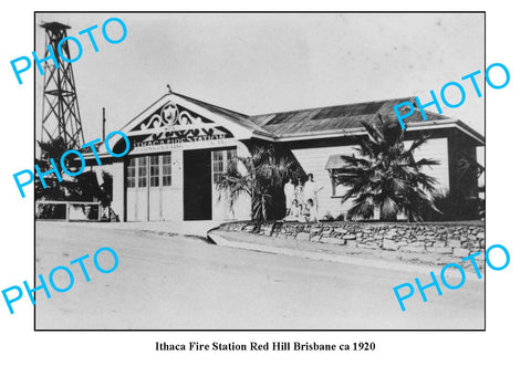 OLD LARGE PHOTO FEATURING ITHACA FIRE STATION, RED HILL QUEENSLAND c1920