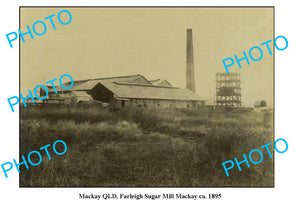 OLD LARGE PHOTO FEATURING MACKAY QUEENSLAND, FARLEIGH SUGAR MILL FACTORY c1895