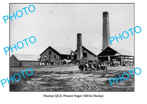 OLD LARGE PHOTO FEATURING MACKAY QUEENSLAND, PIONEER SUGAR MILL FACTORY c1895