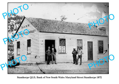 OLD LARGE PHOTO FEATURING STANTHORPE QLD, BANK OF NSW BUILDING c1872, MAYLAND St