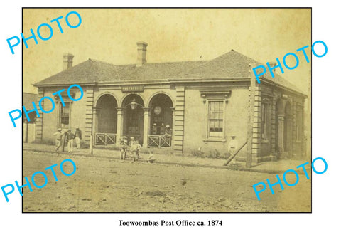 OLD LARGE PHOTO FEATURING TOOWOOMBA QUEENSLAND, POST OFFICE BUILDING c1874