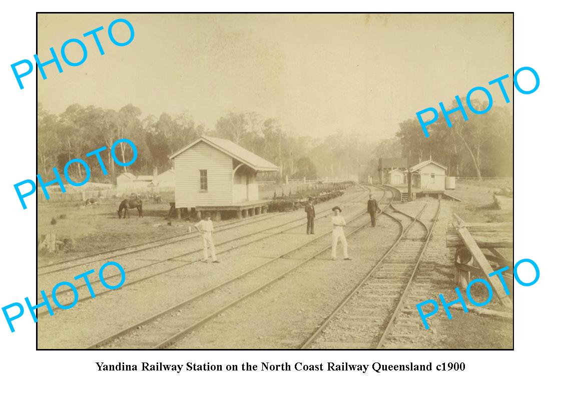 OLD LARGE PHOTO FEATURING YANDINA RAILWAY STATION, Nth COAST RAILWAY, QLD c1900