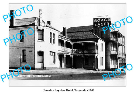 OLD LARGE PHOTO FEATURING BURNIE TASMANIA, BAYVIEW HOTEL BUILDING c1960