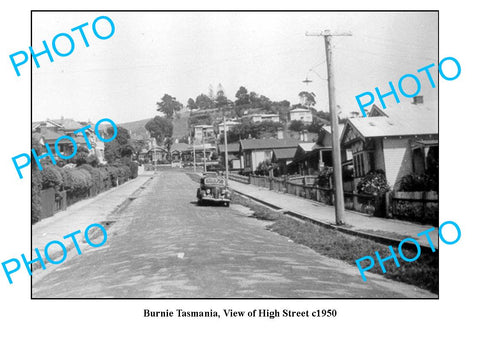 OLD LARGE PHOTO FEATURING BURNIE TASMANIA, VIEW OF HIGH STREET c1950