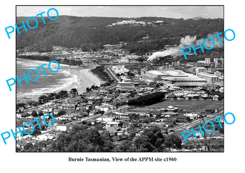 OLD LARGE PHOTO FEATURING BURNIE TASMANIA, VIEW OF PULP MILL c1960