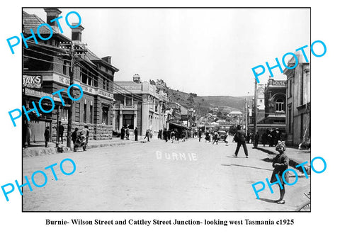 OLD LARGE PHOTO FEATURING BURNIE TASMANIA, VIEW OF CATTLEY & WILSON St c1925