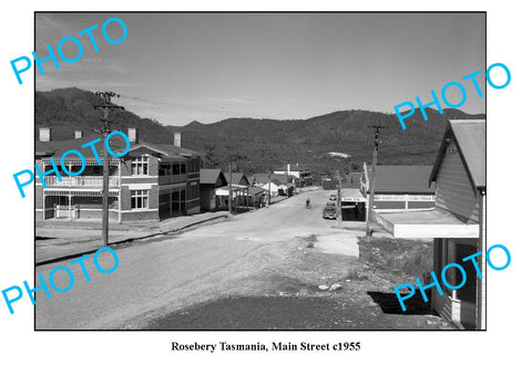 OLD LARGE PHOTO FEATURING ROSEBERY TASMANIA, VIEW OF MAIN STREET c1955