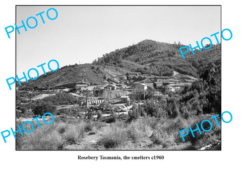 OLD LARGE PHOTO FEATURING ROSEBERY TASMANIA, VIEW OF THE SMELTERS c1960