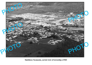 OLD LARGE PHOTO FEATURING SMITHTON TASMANIA, AERIAL VIEW OF TOWNSHIP c1960