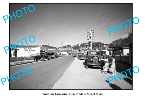 OLD LARGE PHOTO FEATURING SMITHTON TASMANIA, VIEW OF THE MAIN STREET c1960