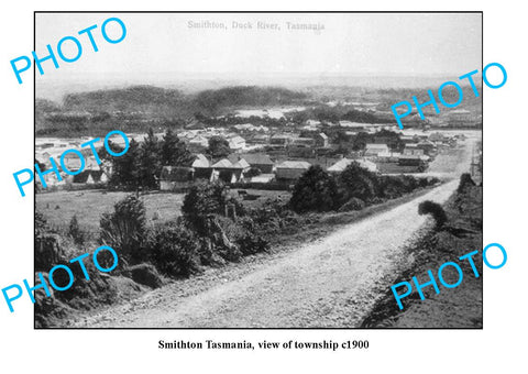 OLD LARGE PHOTO FEATURING SMITHTON TASMANIA, VIEW OF THE TOWNSHIP c1900