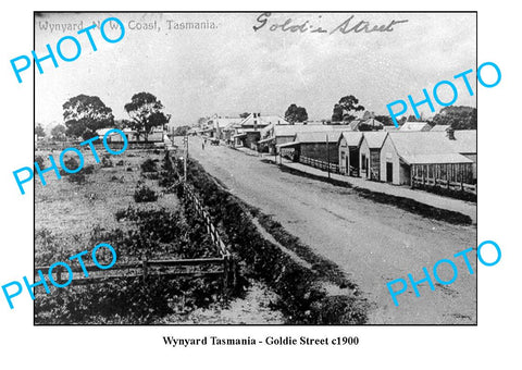 OLD LARGE PHOTO FEATURING WYNYARD TASMANIA, VIEW OF GOLDIE STREET c1900