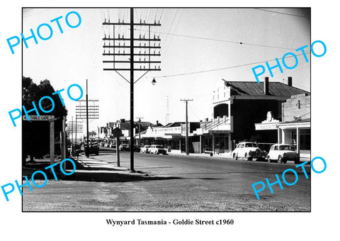 OLD LARGE PHOTO FEATURING WYNYARD TASMANIA, VIEW OF GOLDIE STREET c1960