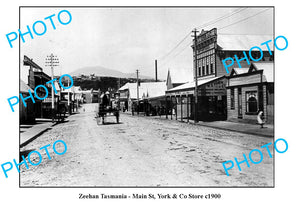 OLD LARGE PHOTO FEATURING ZEEHAN TASMANIA, VIEW OF THE MAIN STREET c1900