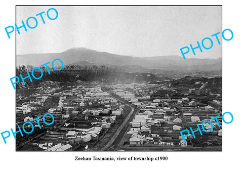 OLD LARGE PHOTO FEATURING ZEEHAN TASMANIA, VIEW OF THE TOWNSHIP c1900