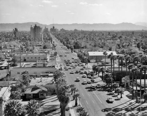 OLD LARGE PHOTO, aerial view of downtown Phoenix Arizona c1960