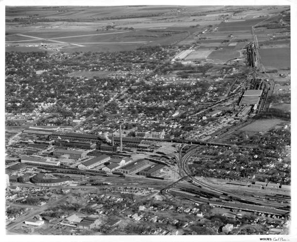 OLD LARGE PHOTO, aerial view of Topeka Kansas, the city c1950 1